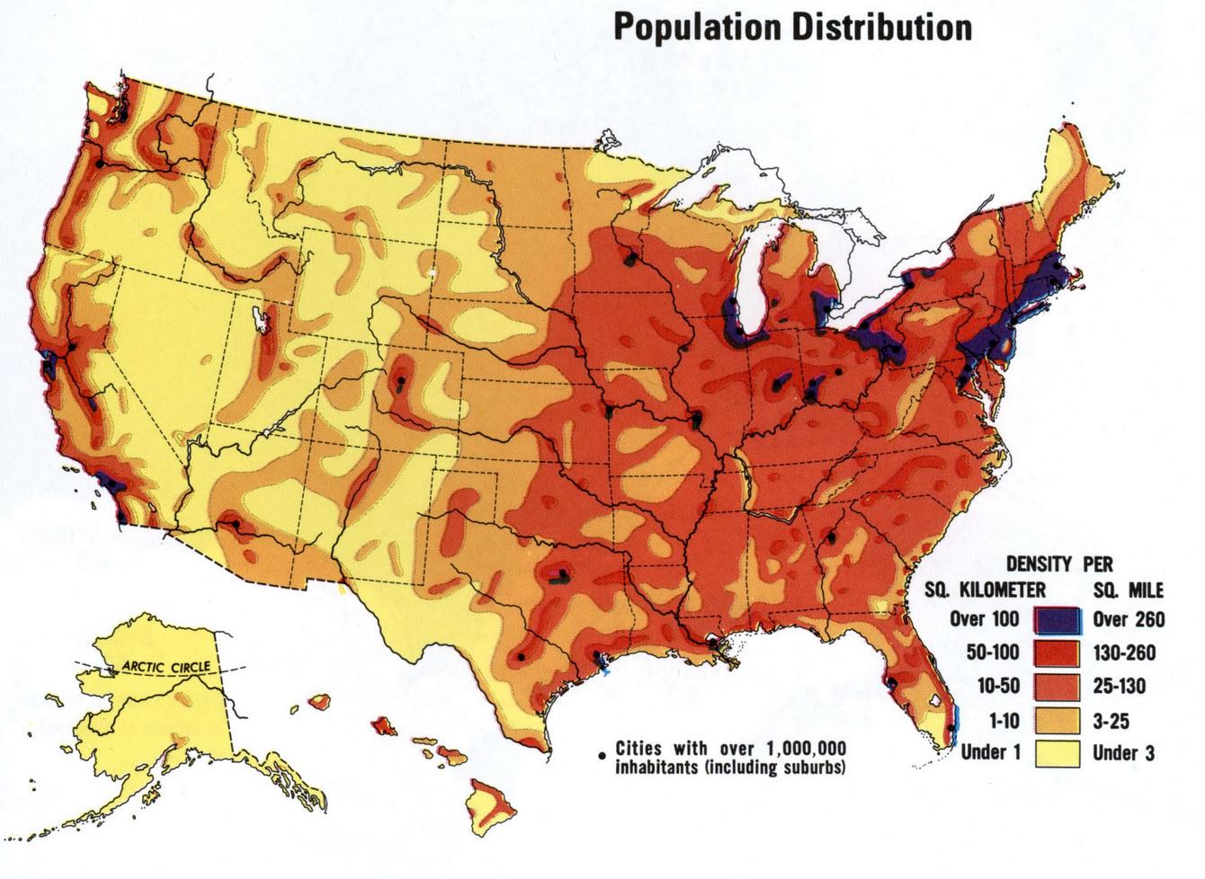 Densit Della Popolazione La Mappa USA Stati Uniti Densit Di   Densità Della Popolazione Mappa Di Noi 