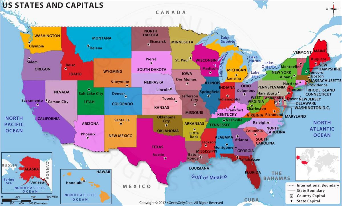 Le Capitali Di Stato Mappa Stati E Capitali Mappa America Del Nord   Le Capitali Di Stato Mappa 