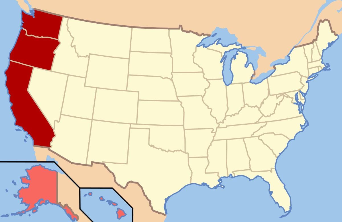 mappa di nord-ovest USA