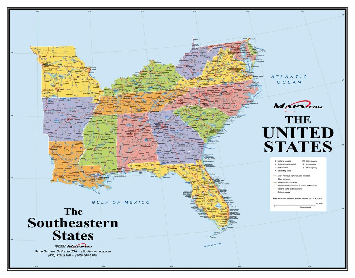 sud-est USA mappa