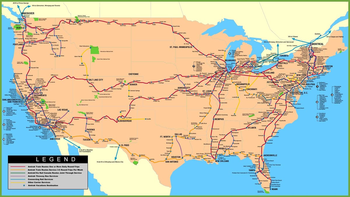 treno USA mappa