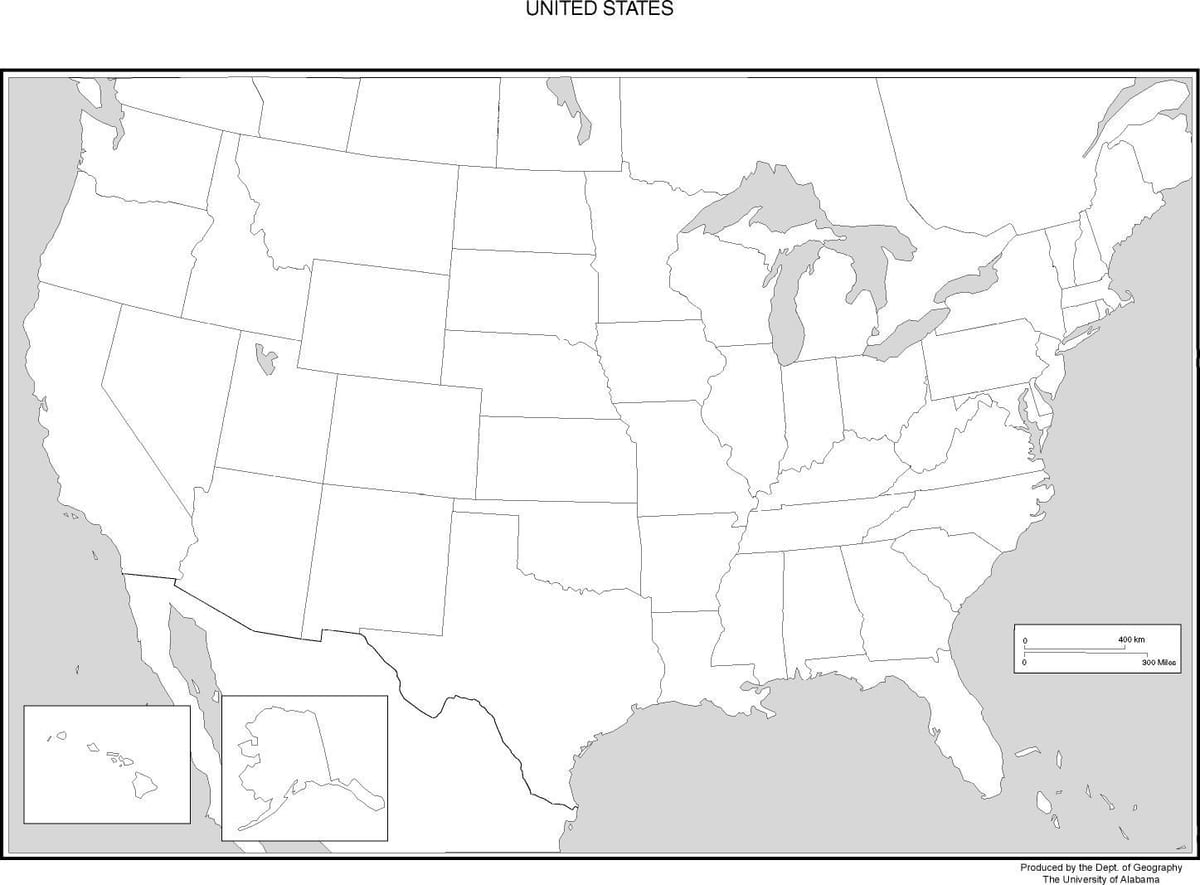 bianco e nero, USA mappa