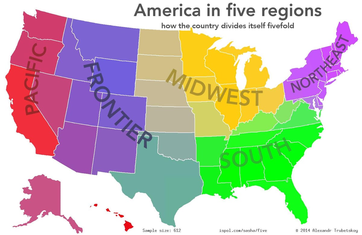 USA la mappa delle regioni