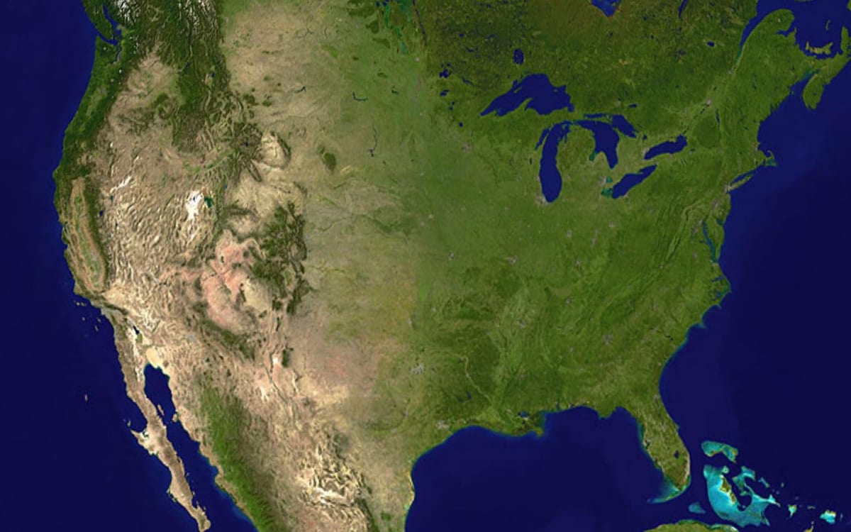 mappa di stati UNITI d'america satellitare
