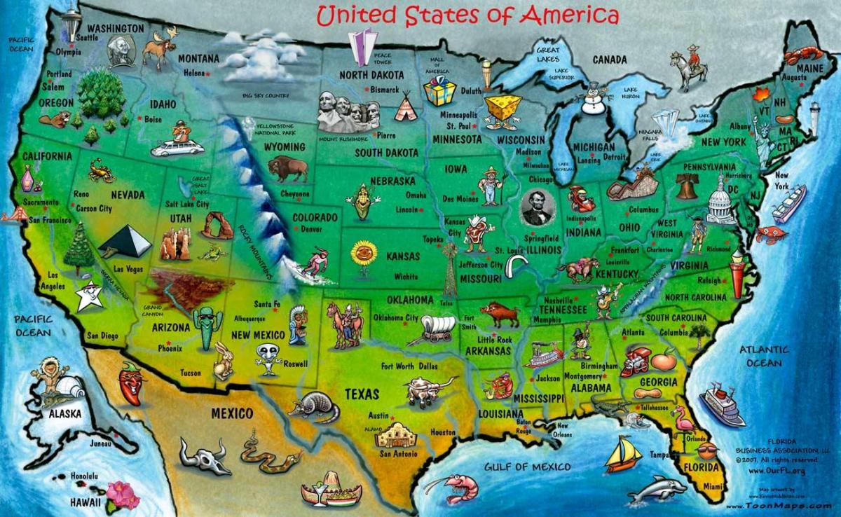 mappa turistica di USA