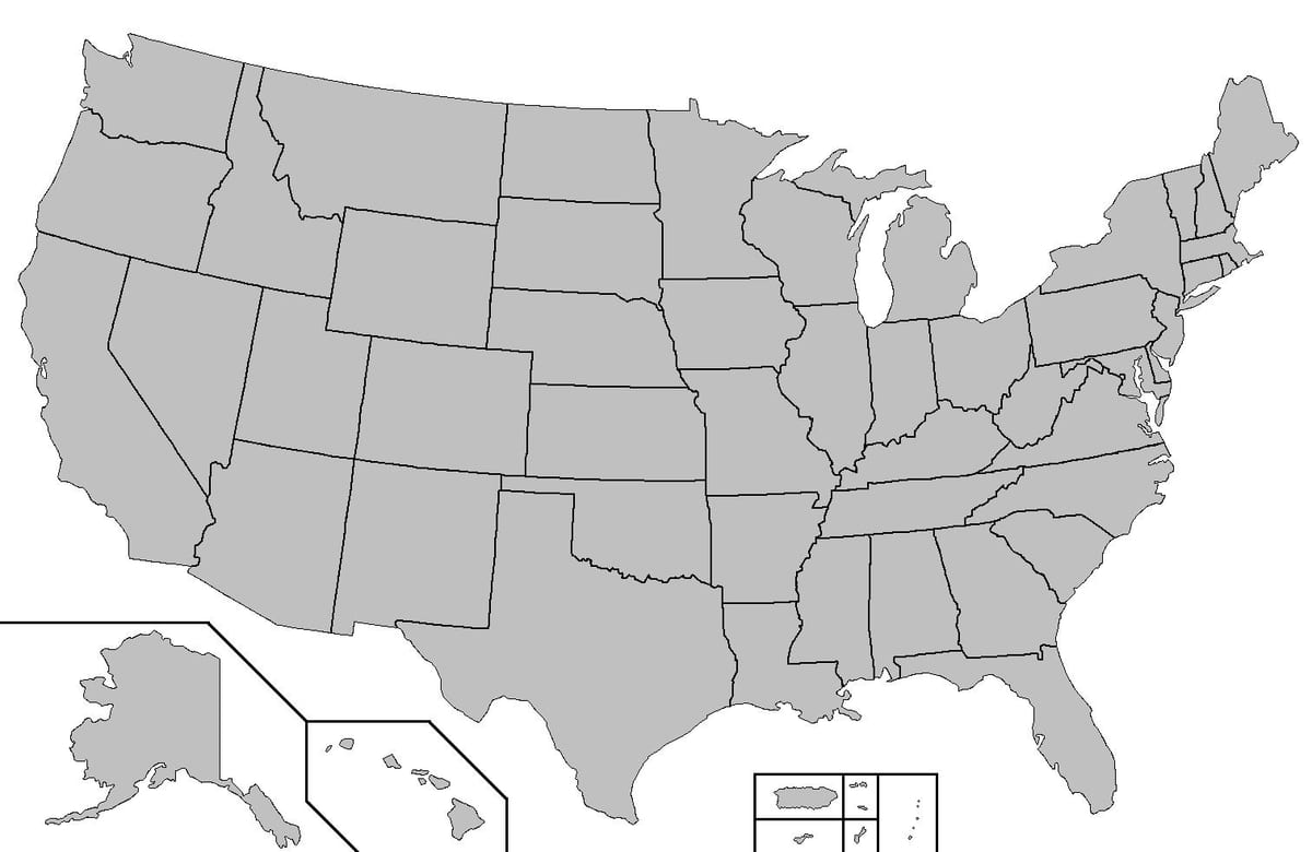 Di Stato USA mappa vuota
