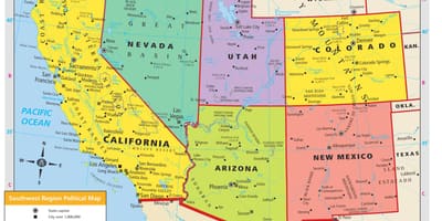 Mappa di sud-ovest USA