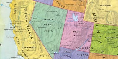 Mappa di western USA