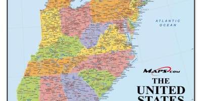 Mappa di east coast statunitense