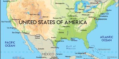 Mappa di stati UNITI d'america con oceani